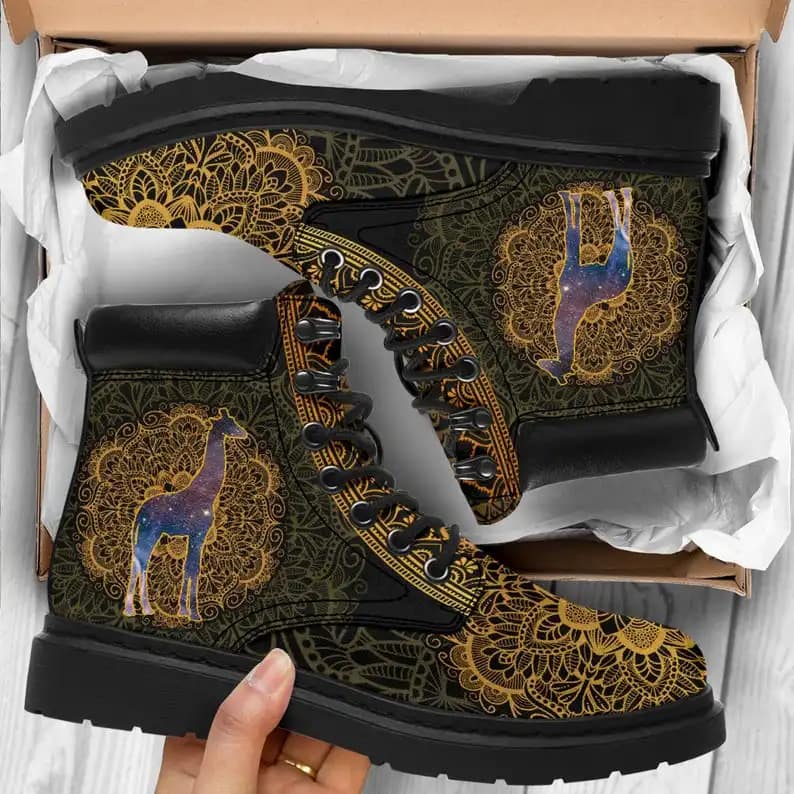 Personalized Boho Boots Giraffe Mandala Gadient Style All Season Boot