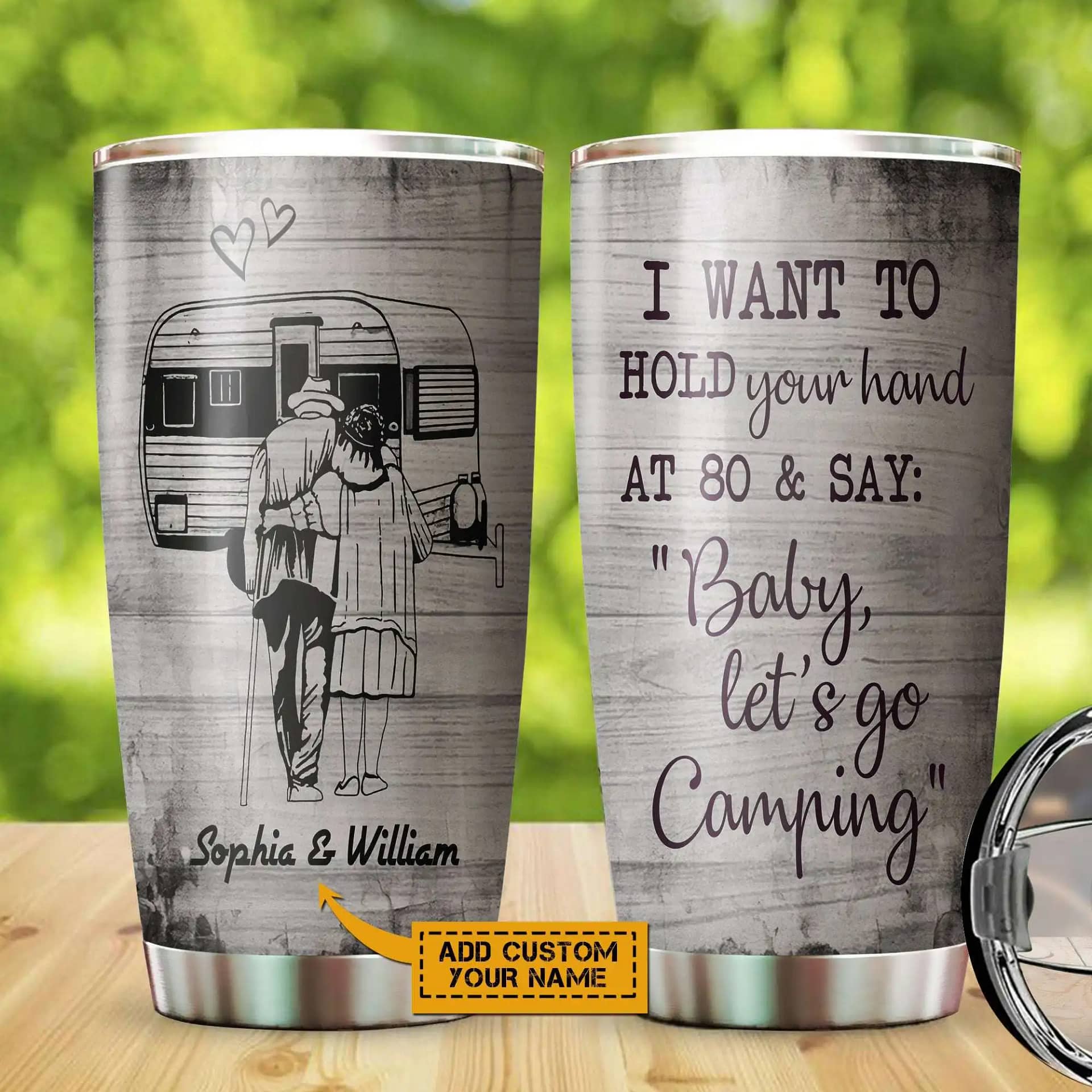 Personalized Camping Sketch Hold Your Hand Customized Baby Let'S Go Gift Stainless Steel Tumbler