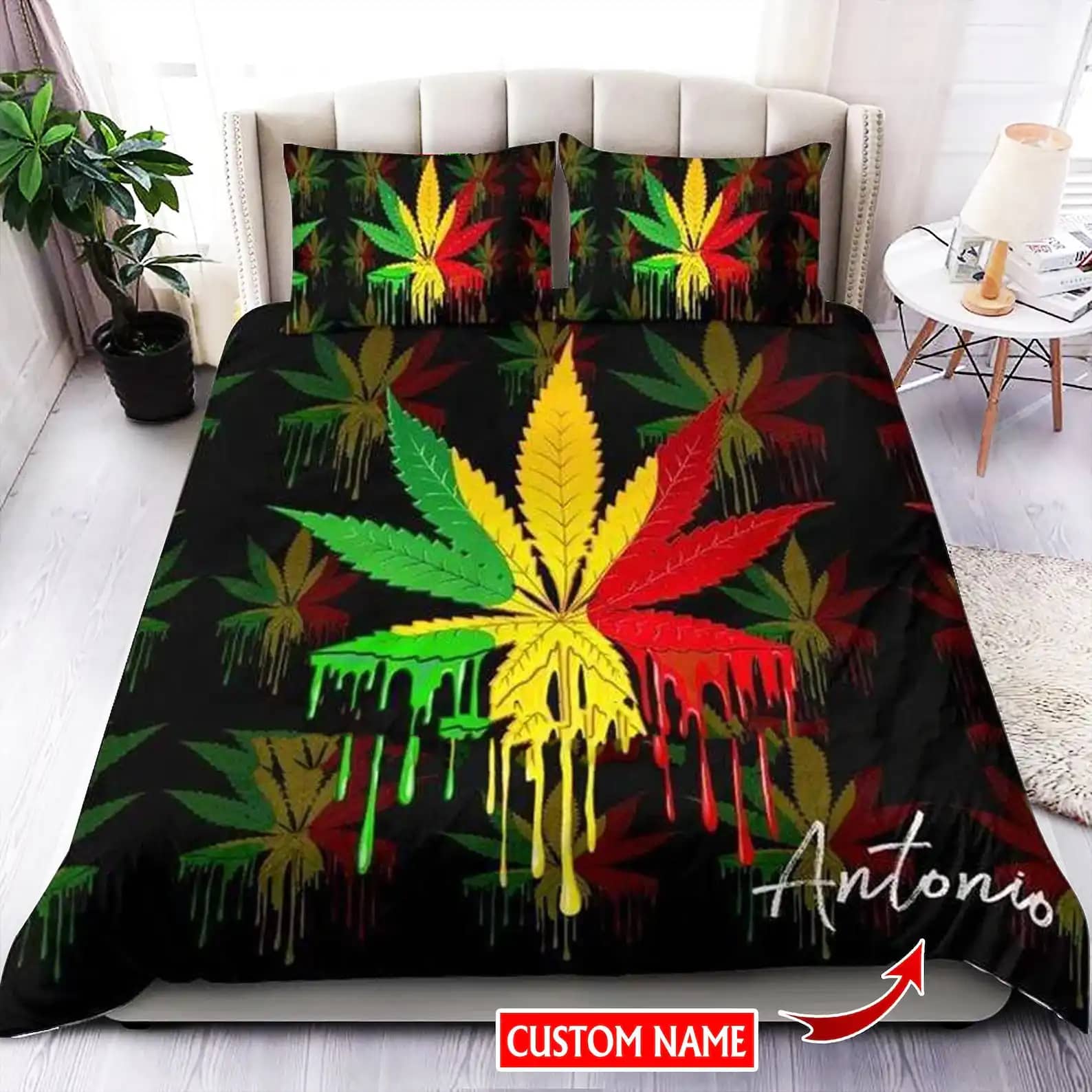 Personalized Cannabis Weed Pot Marijuana Quilt Bedding Sets