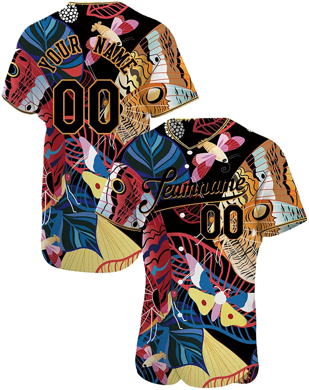 Personalized Colorful Butterfly And Flowers Printed Name And Number Idea Gift For Fans Baseball Jersey