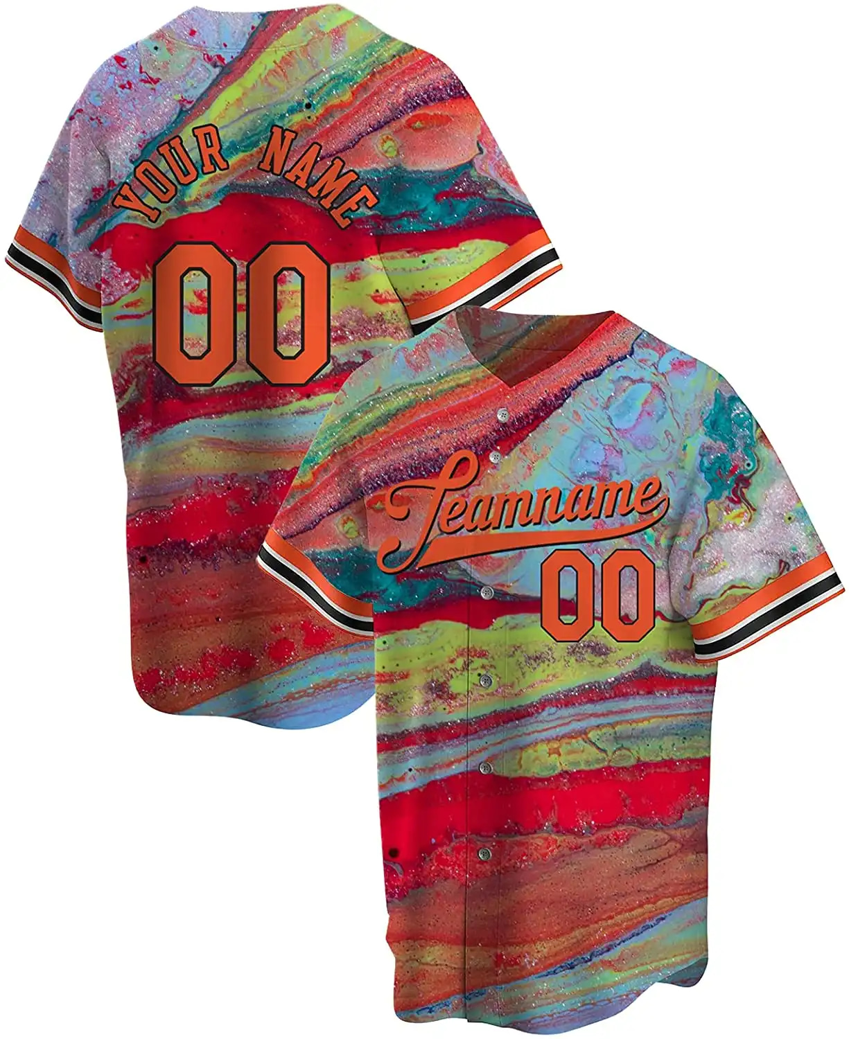 Personalized Colorful Printed Name And Number Idea Gift For Fans Baseball Jersey