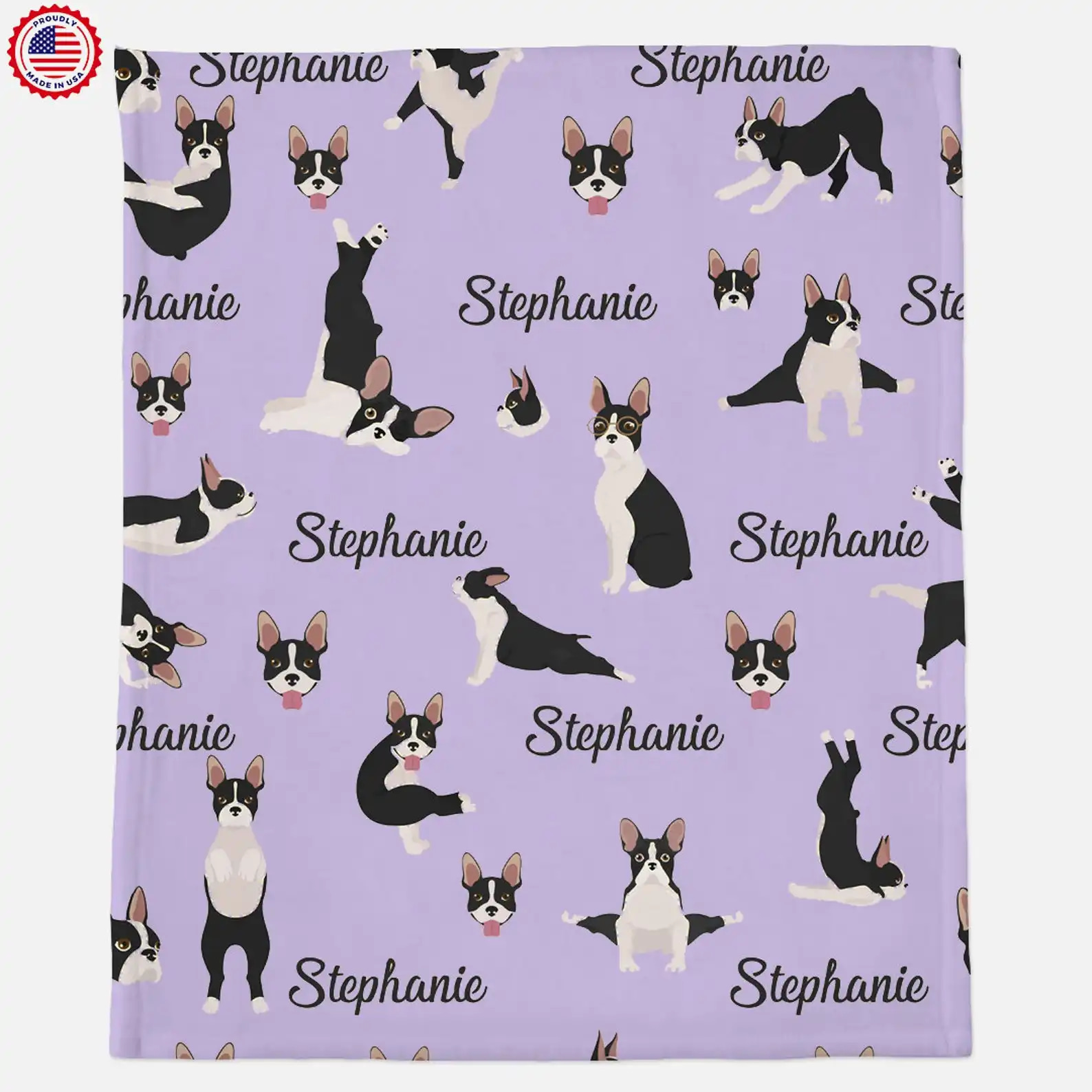 Personalized Cute Name Boston Terrier Pet Lover Gift Fleece Blanket