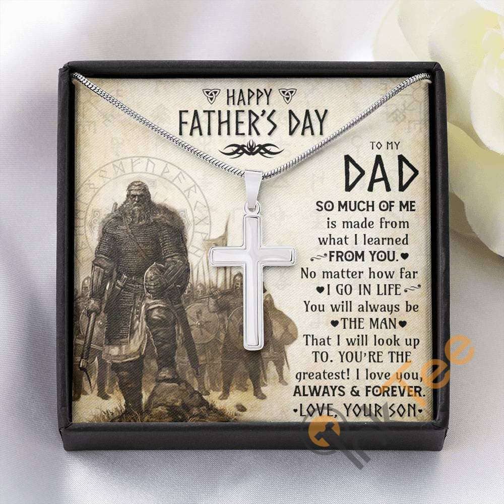 Personalized Fathers Day Gift Viking Dad For Cross Necklace Personalized Gifts