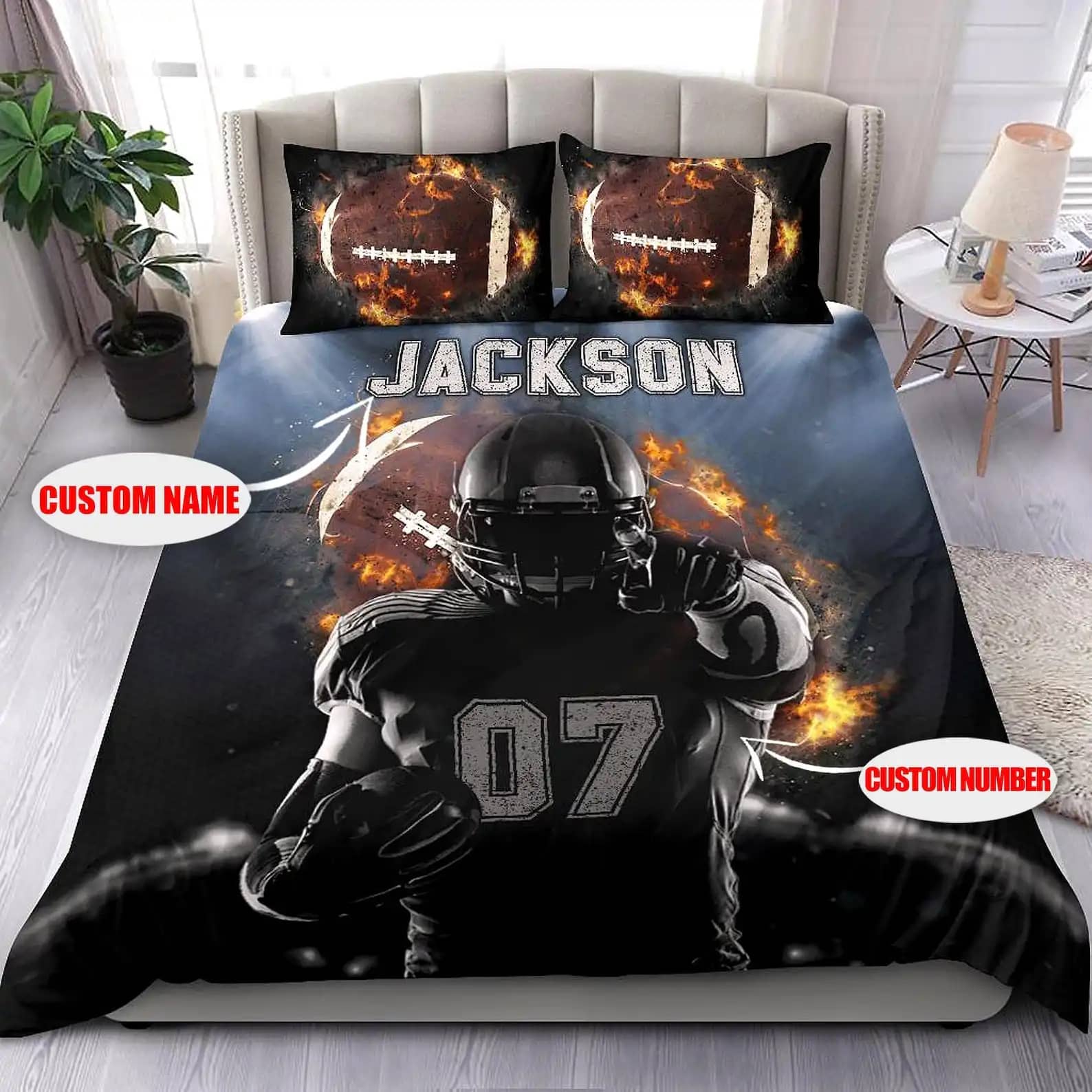 Personalized Football Custom Name Jackson Football Team Quilt Bedding Sets