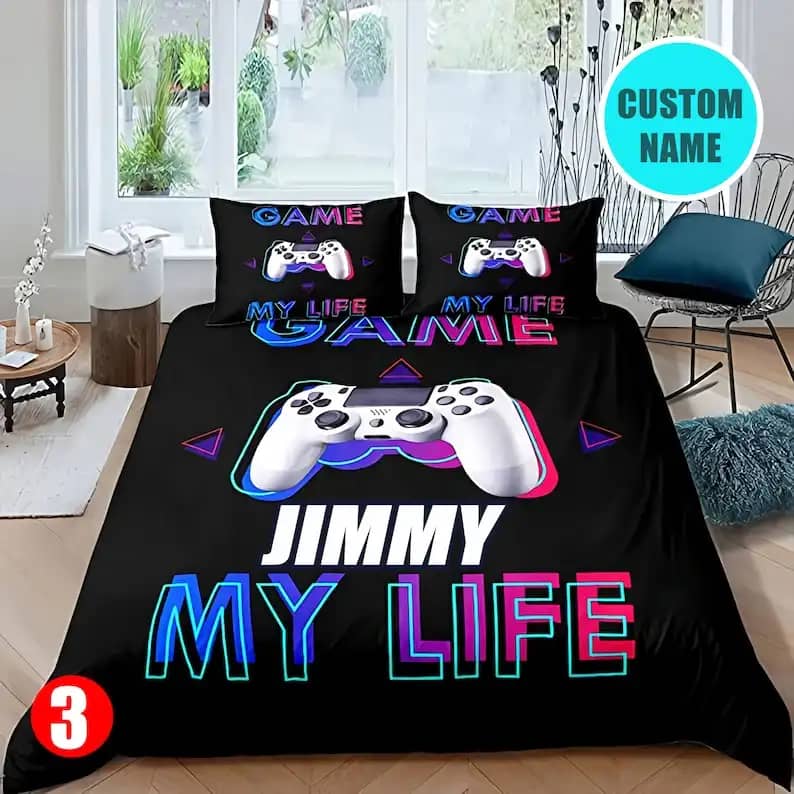 Personalized Game Is My Life Custom Name Idea Gifts For Gamers Quilt Bedding Sets