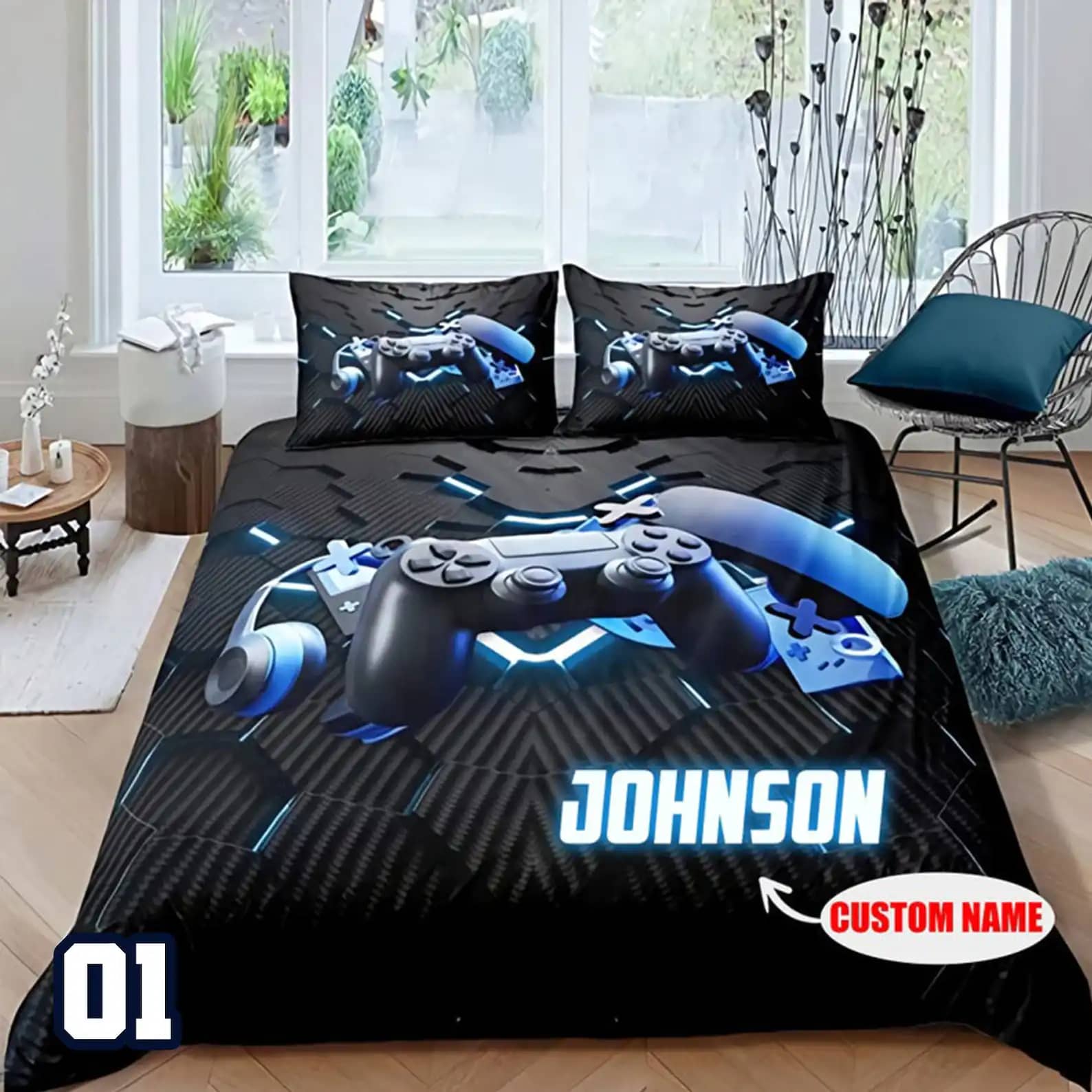 Personalized Gamer Video Game Custom Name Idea Gifts Quilt Bedding Sets