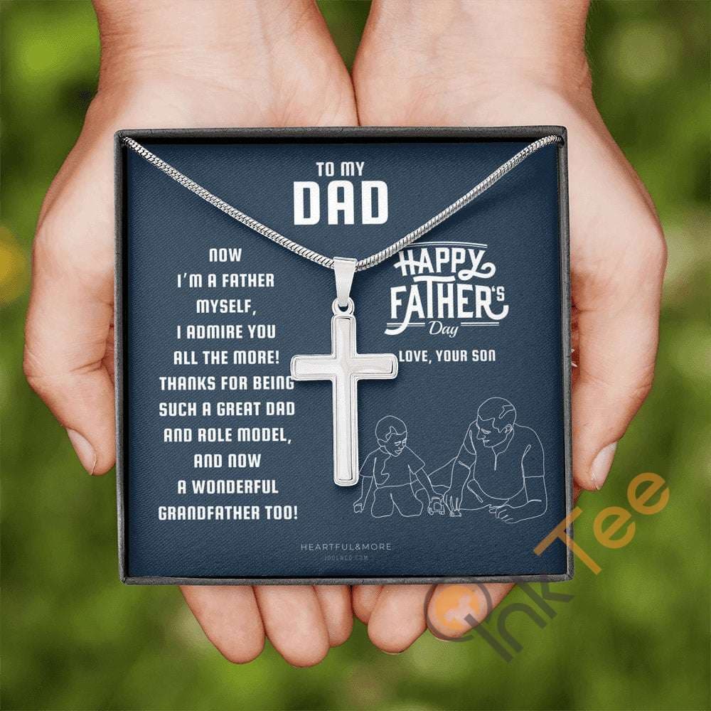 Personalized Gift For Dad On Father's Day From Son Who Is A Father To Necklace Cross Personalized Gifts