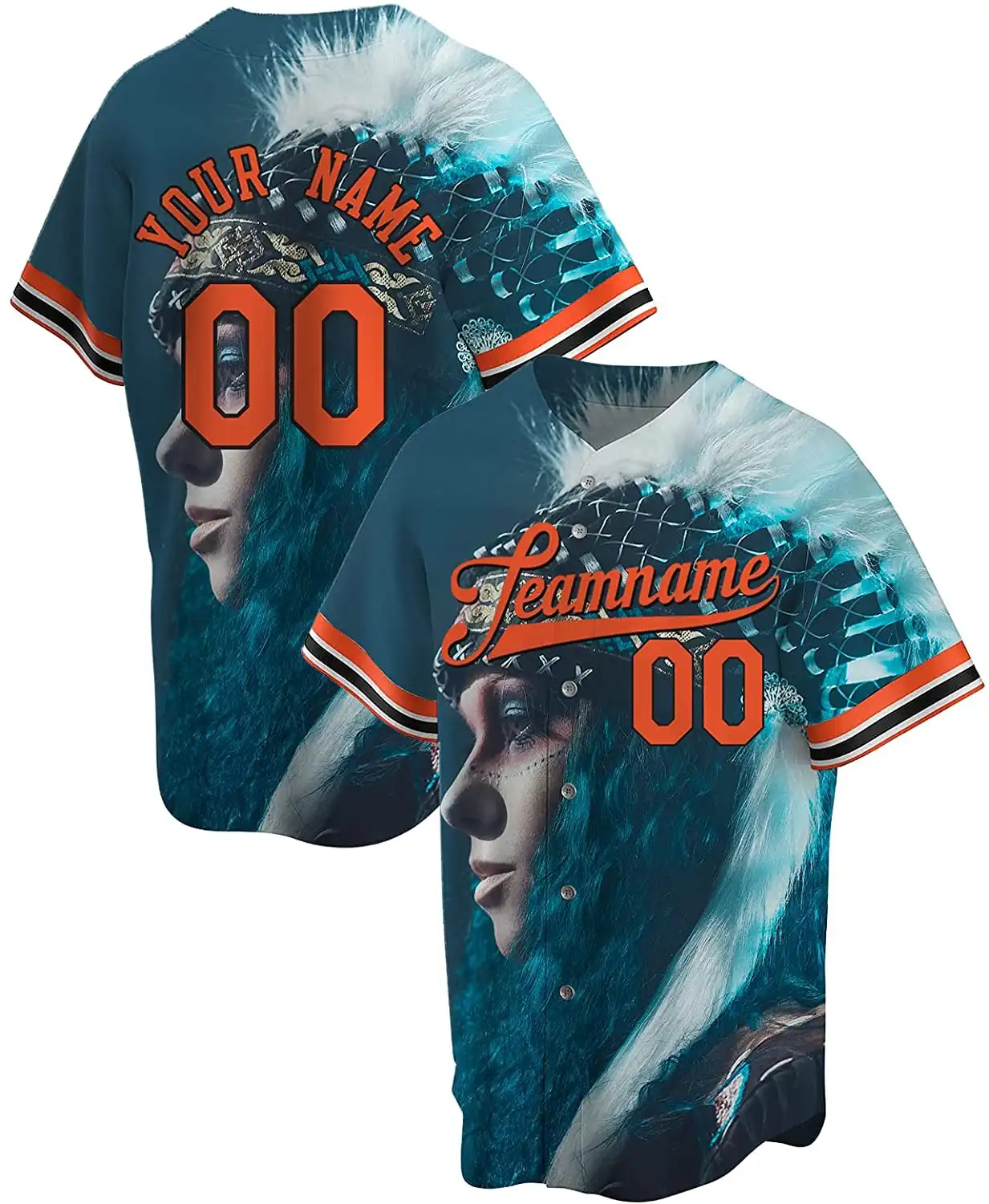 Personalized Girl Face Blue Color Printed Name And Number Idea Gift For Fans Baseball Jersey