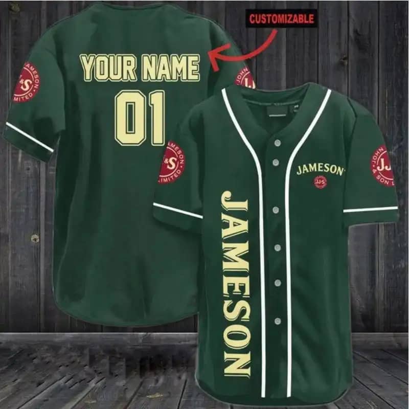 Personalized Green Jameson Whiskey Custom Baseball Jersey