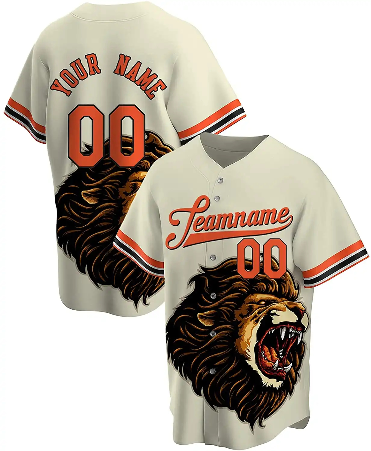 Personalized Lion Face Printed Name And Number Idea Gift For Fans Baseball Jersey
