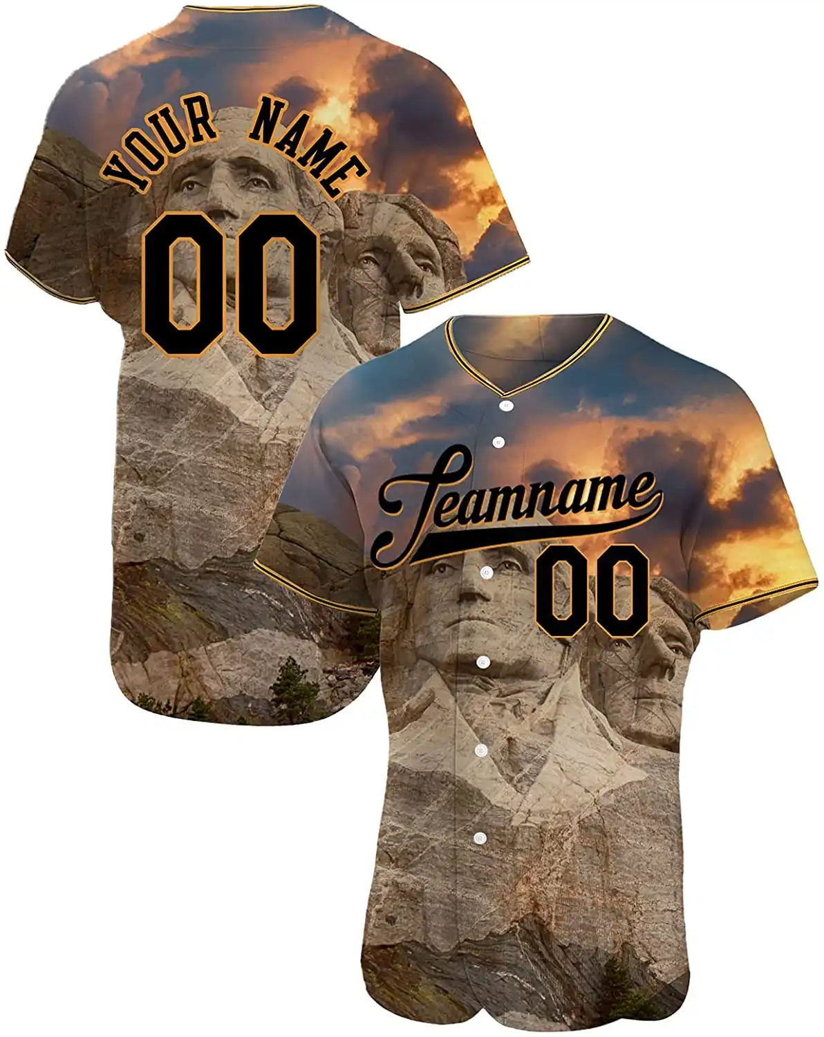 Personalized Mount Rushmore George Wasington Thomas Jefferson Theodore Roosevelt Abraham Lincoln Custom Printed Name And Number Idea Gift For Fans Baseball Jersey