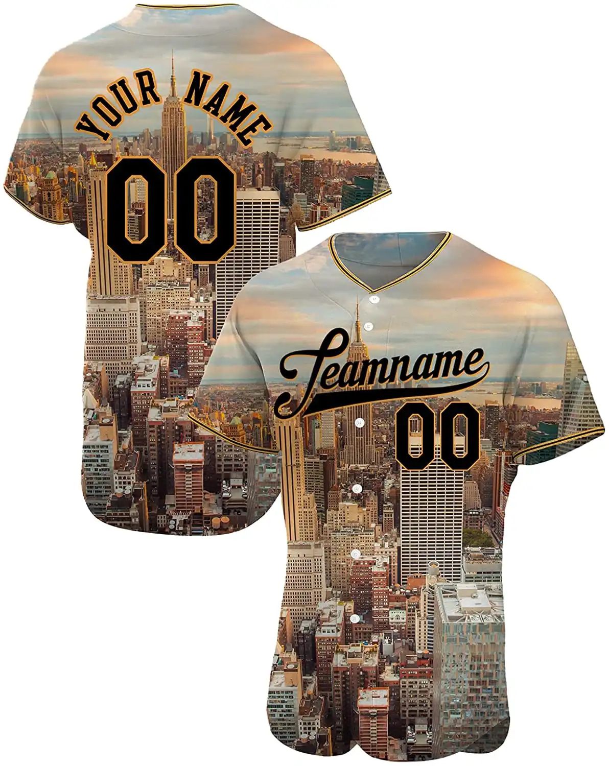 Personalized New York City Sunset Printed Name And Number Idea Gift For Fans Baseball Jersey