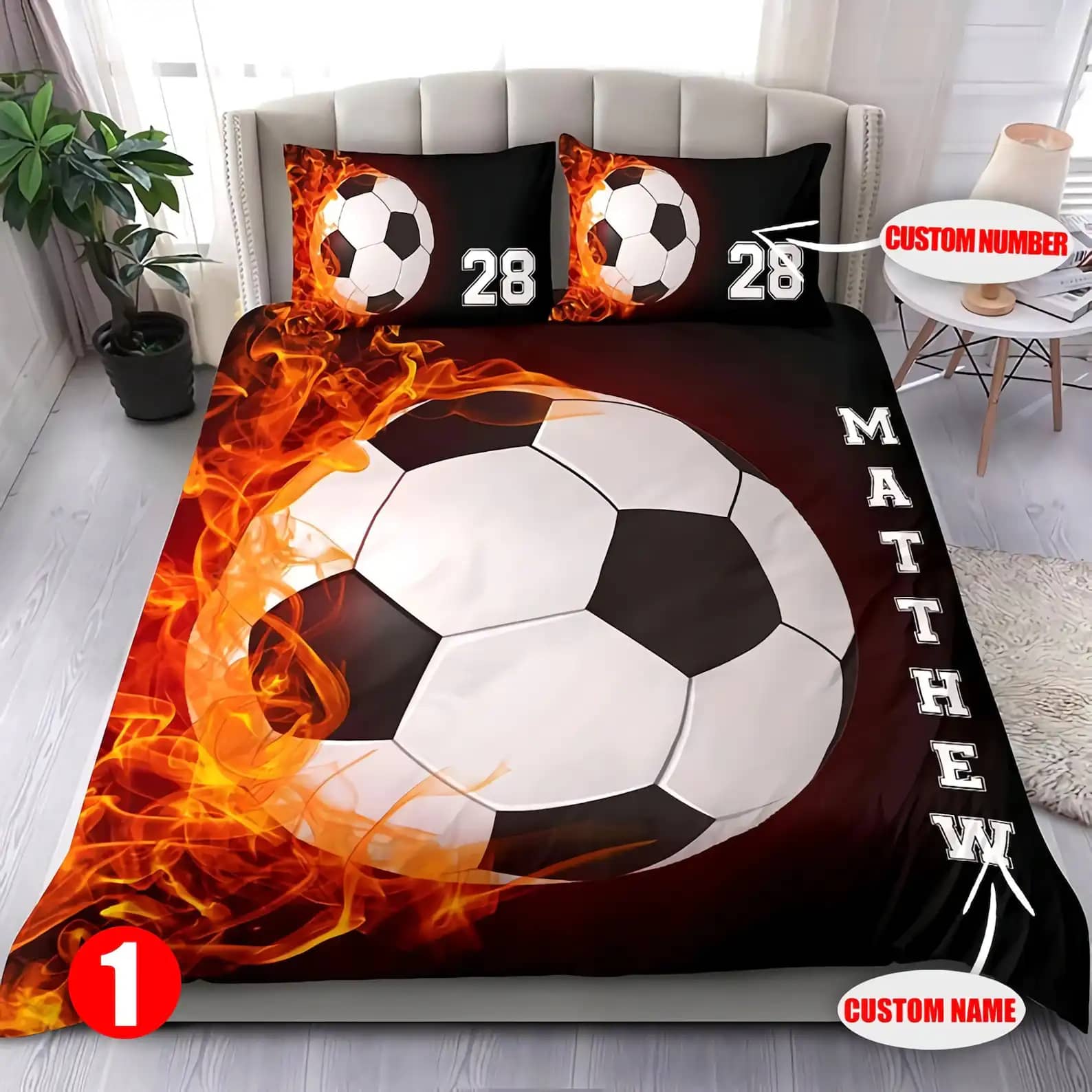 Personalized Soccer Bedding Custom Name And Number Quilt Bedding Sets