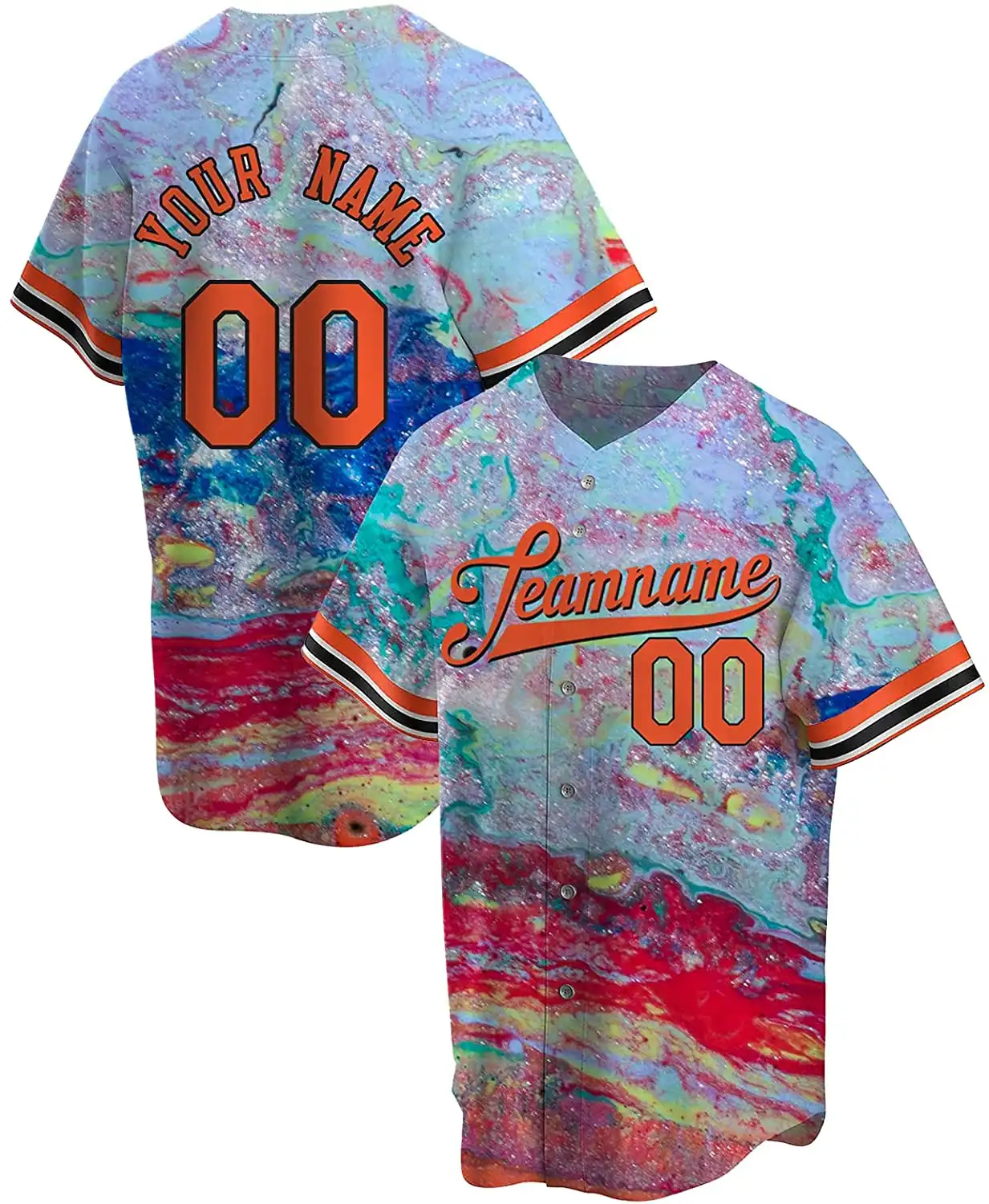 Personalized Splatter Art Printed Name And Number Idea Gift For Fans Baseball Jersey