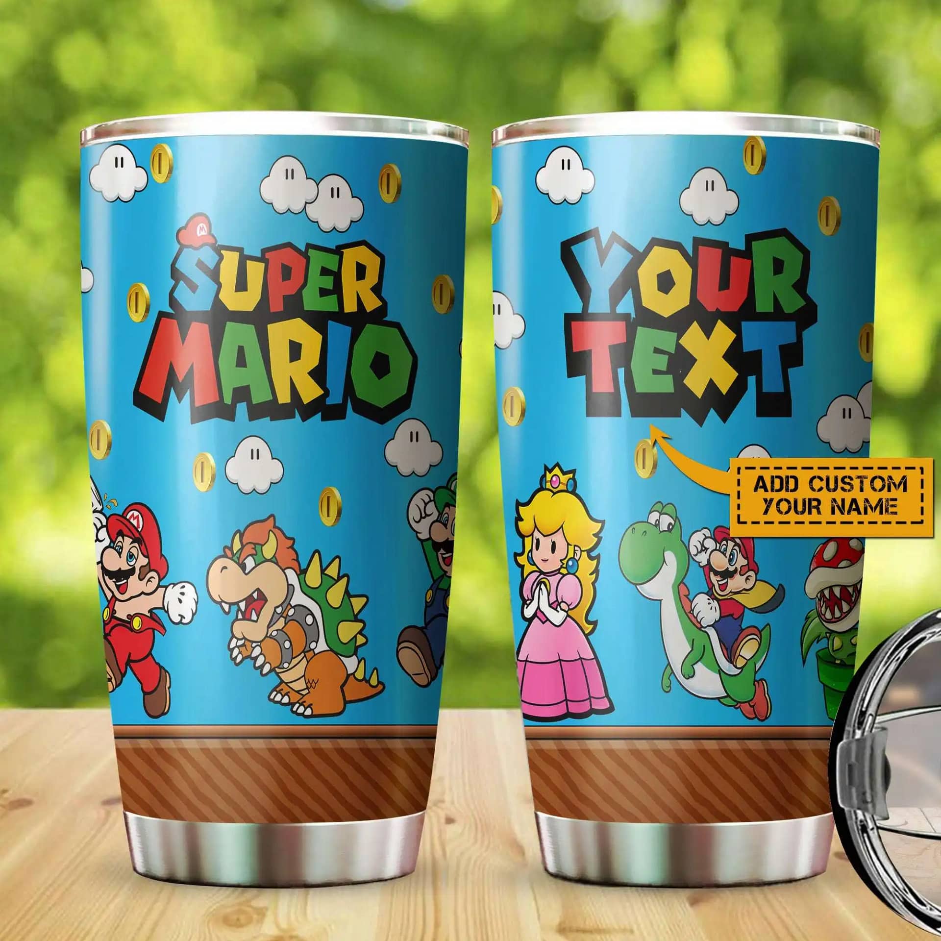 Personalized Super Mario Custom Text Daddio Mommio Customize Gift Stainless Steel Tumbler