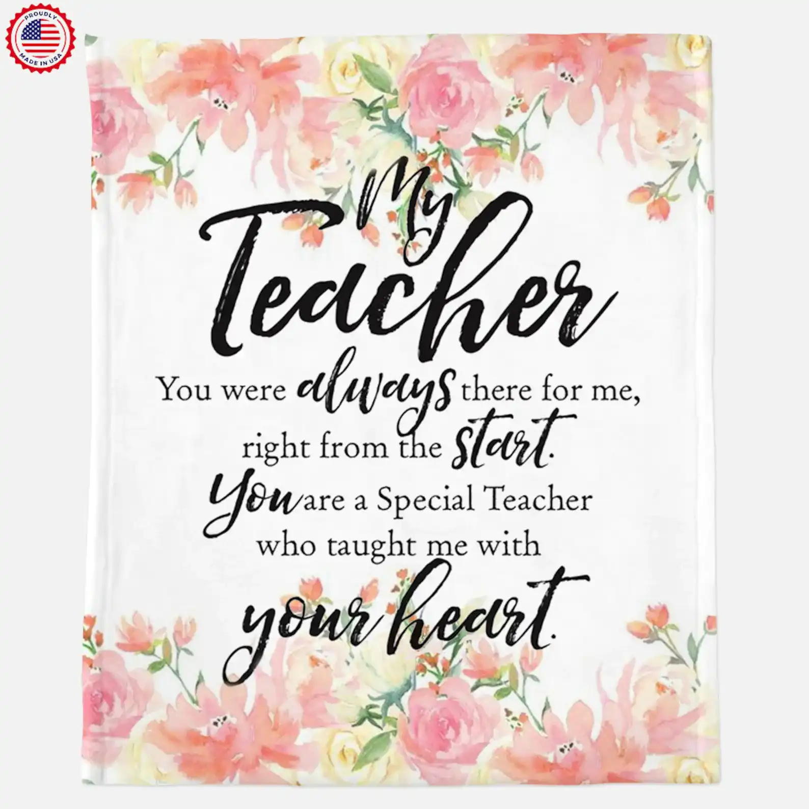 Personalized Text Blanket My Teacher You Were Always There For Me Teachers Gift Fleece Blanket