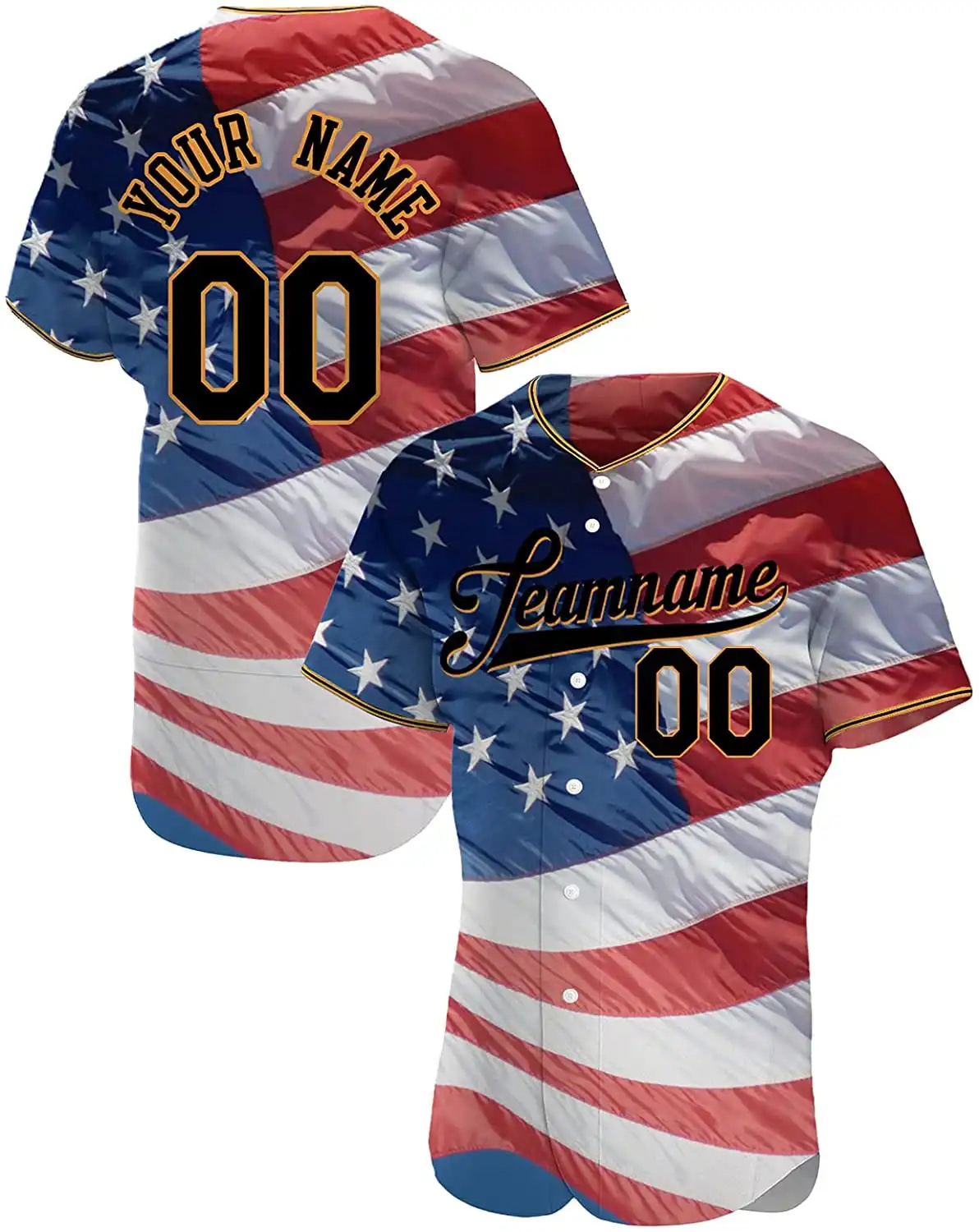 Personalized Us Flag Printed Name And Number Idea Gift For Fans Baseball Jersey