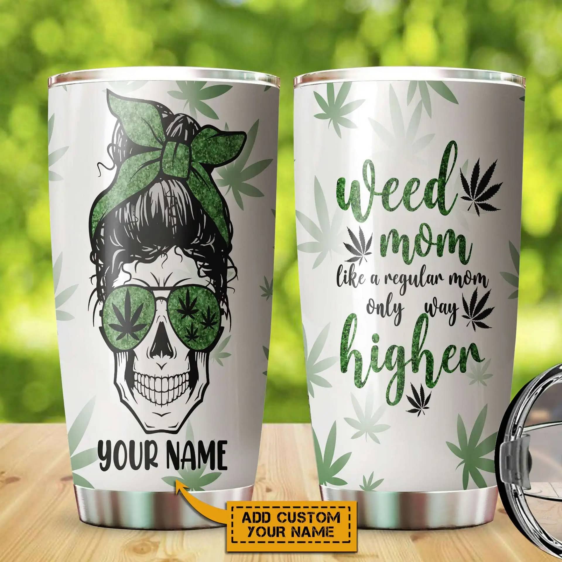 Personalized Weed Lsd Psychedelic Mom Like A Regular But Higher Custom Name Skinny Gift Stainless Steel Tumbler