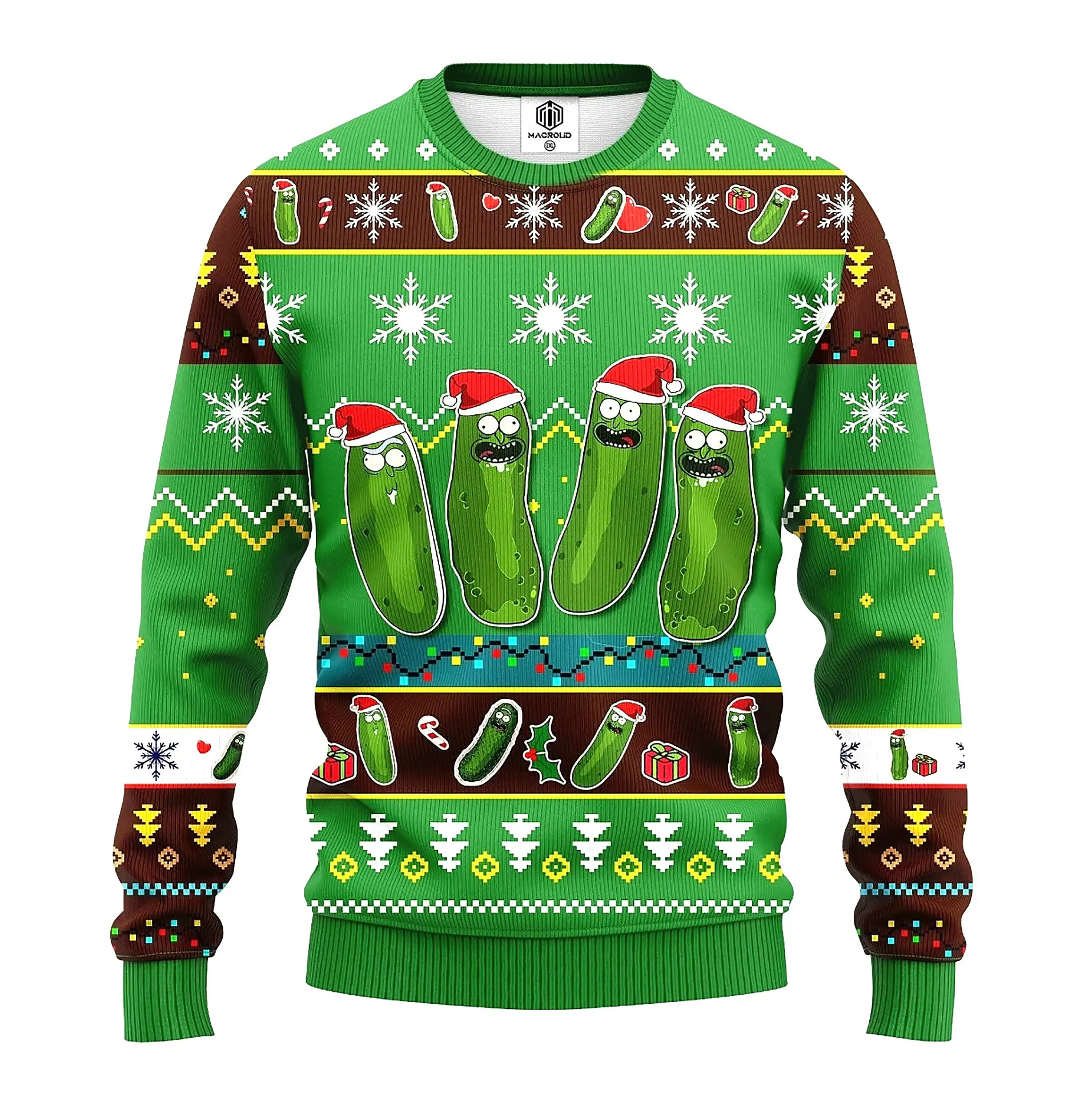 Pickle Rick Knitted And Morty Xmas Best Holiday Gifts Ugly Sweater