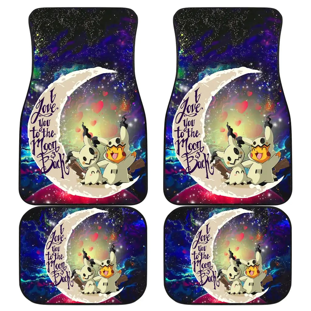 Pikachu And Mimikyu Love You To The Moon Galaxy Car Floor Mats