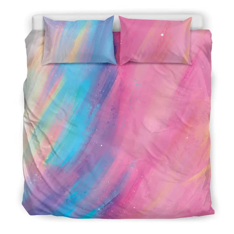 Inktee Store - Pink And Blue Artistic Rainbow Sky Sunset Bedroom Decor For Boys And Girls Quilt Bedding Sets Image