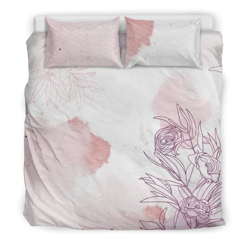 Inktee Store - Pink And Purple Sweet Comfortable Flower Quilt Bedding Sets Image