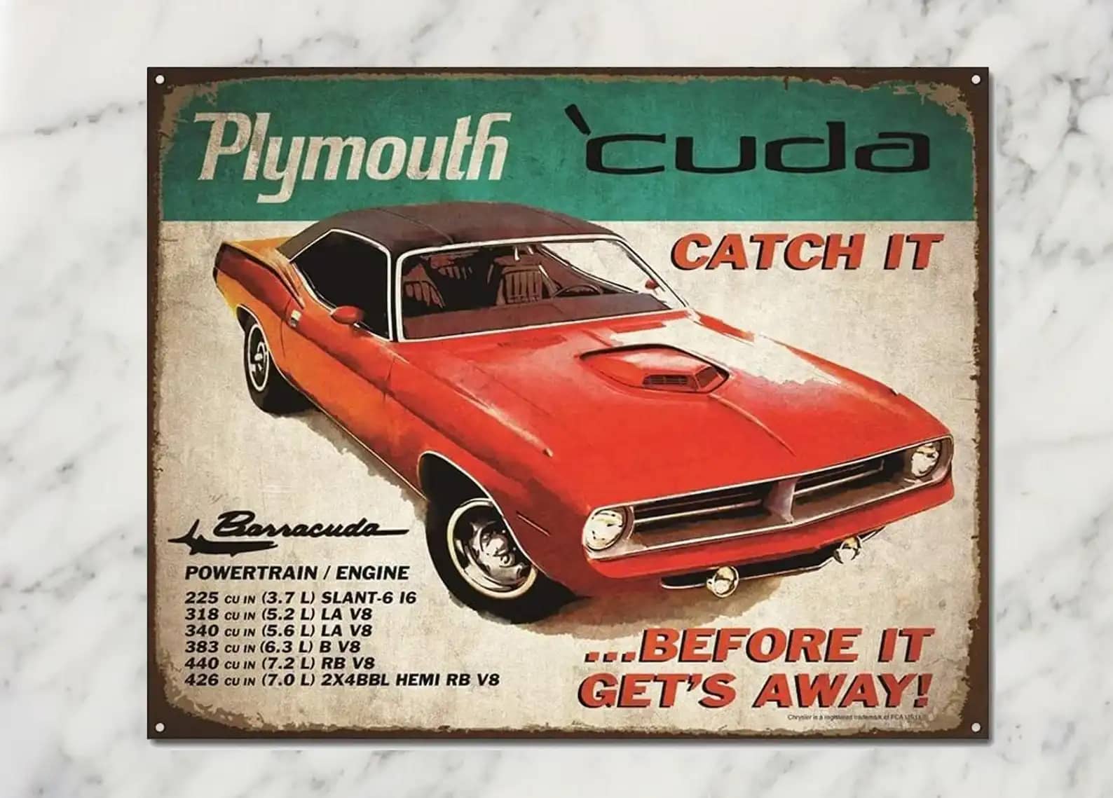 Plymouth Barracuda Retro Car Custom Metal Sign