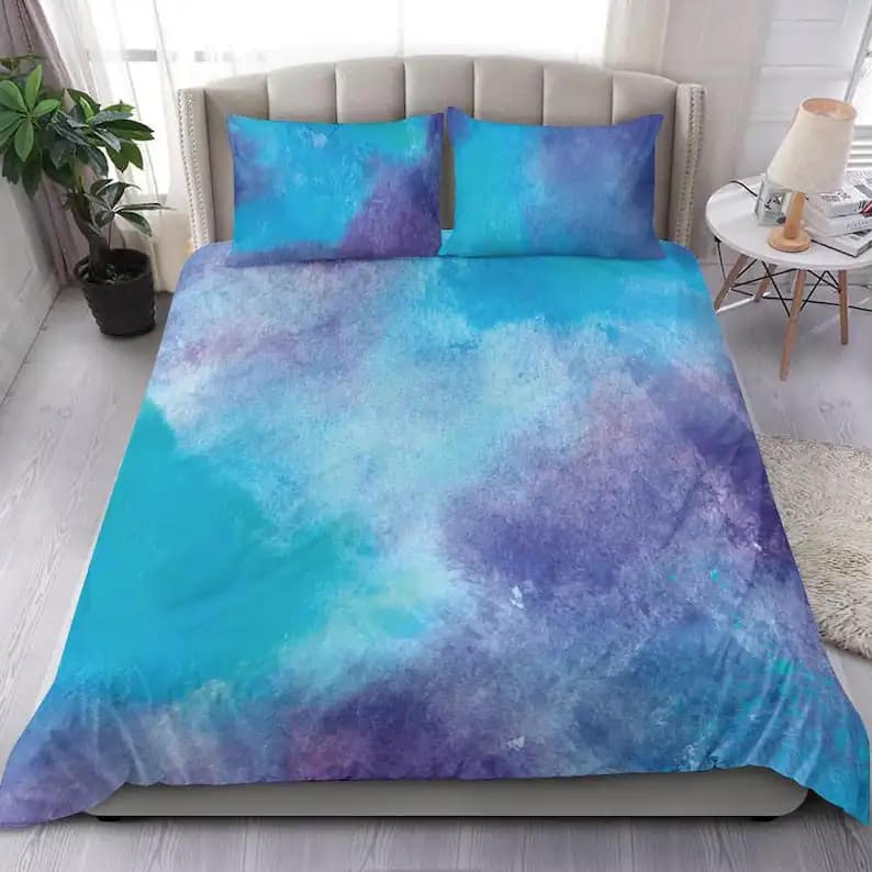 Pretty Blue Sky Wanderlust Blue And Purple Artistic Quilt Bedding Sets