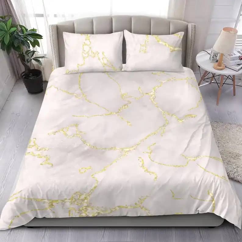 Pretty Creative Grey And Gold Alcohol Ink Pattern For The Sweetest Dreams Quilt Bedding Sets