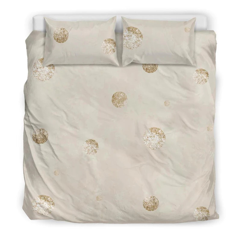 Inktee Store - Pretty Gold Polka Dots Quilt Bedding Sets Image