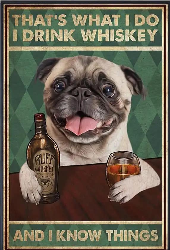 Pug That'S What I Do Drink Whiskey And Know Things Gift For Family Friend Poster