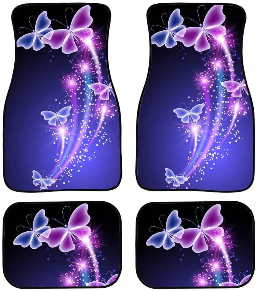 Purple Butterflies Starry Night Car Floor Mats