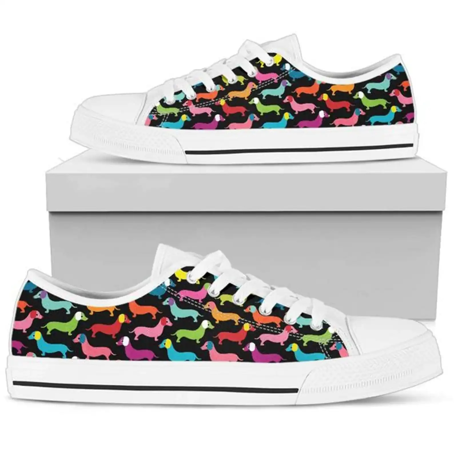 Rainbow Dachshund Low Top Sneakers