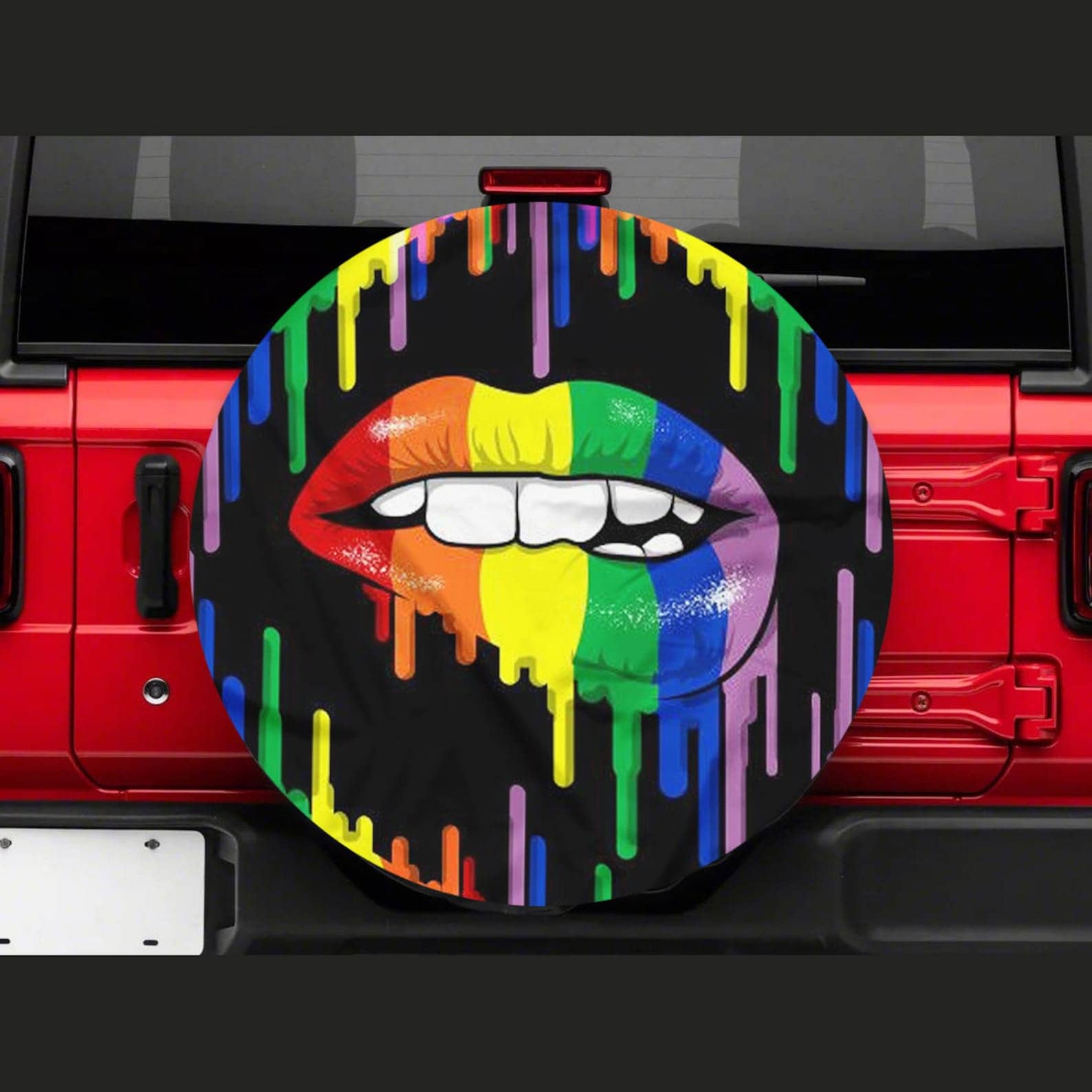 Inktee Store - Rainbow Lips Tire Cover Image