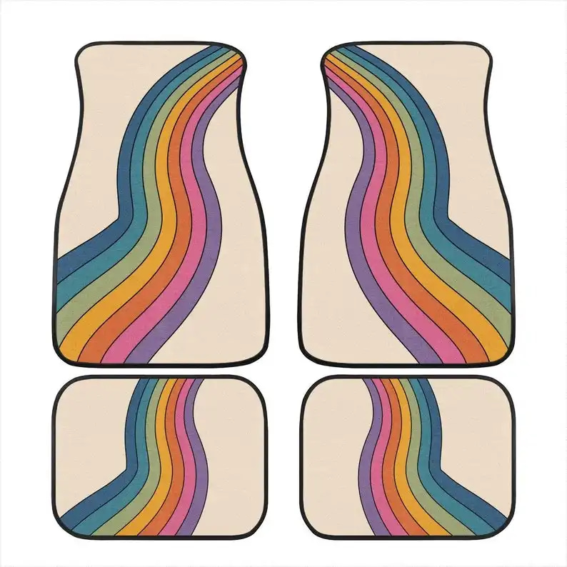 Rainbow Retro Stripes Car Floor Mats