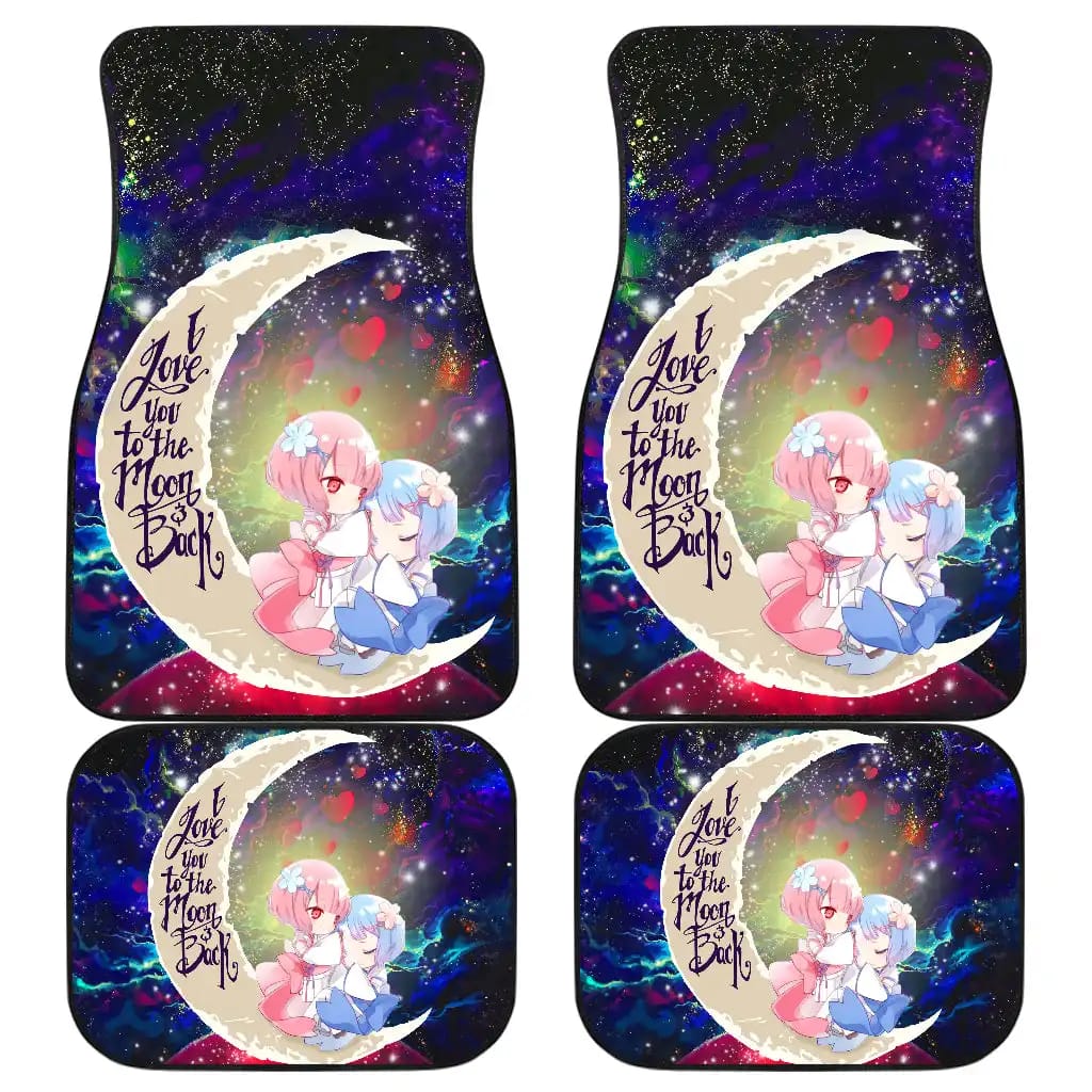 Ram And Rem Rezero Love You To The Moon Galaxy Car Floor Mats