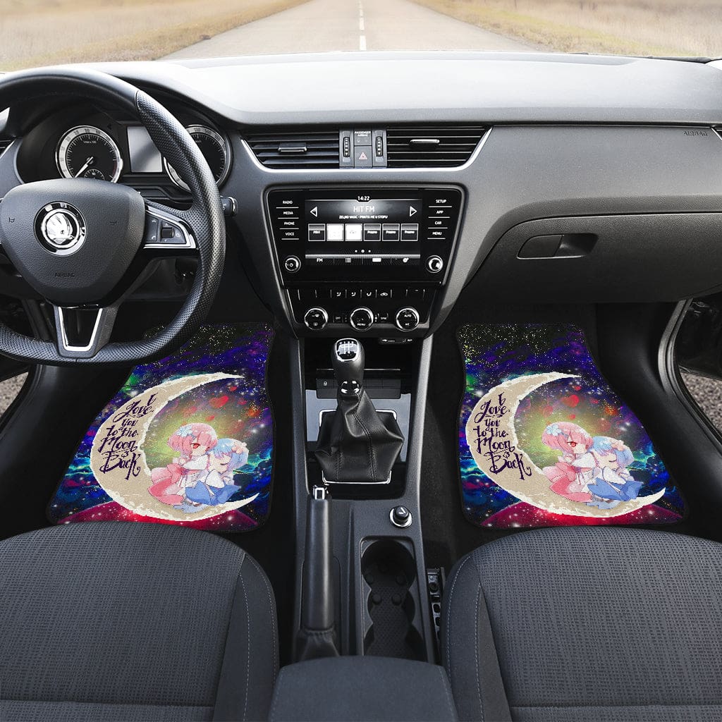 Inktee Store - Ram And Rem Rezero Love You To The Moon Galaxy Car Floor Mats Image
