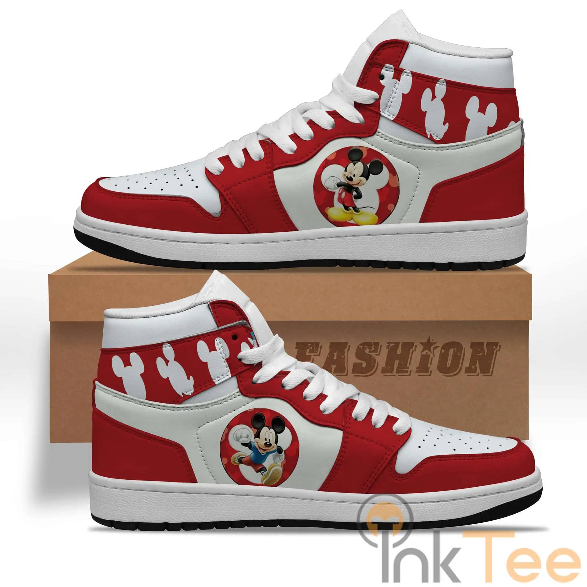 Red And White Mickey Mouse Custom Air Jordan Shoes