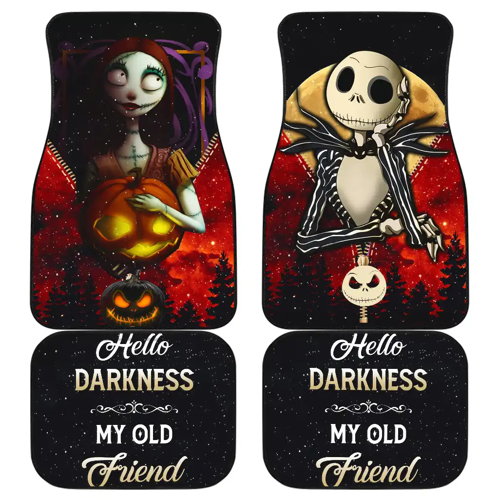 Red Jack And Sally Nightmare Before Christmas Darkness Car Floor Mats
