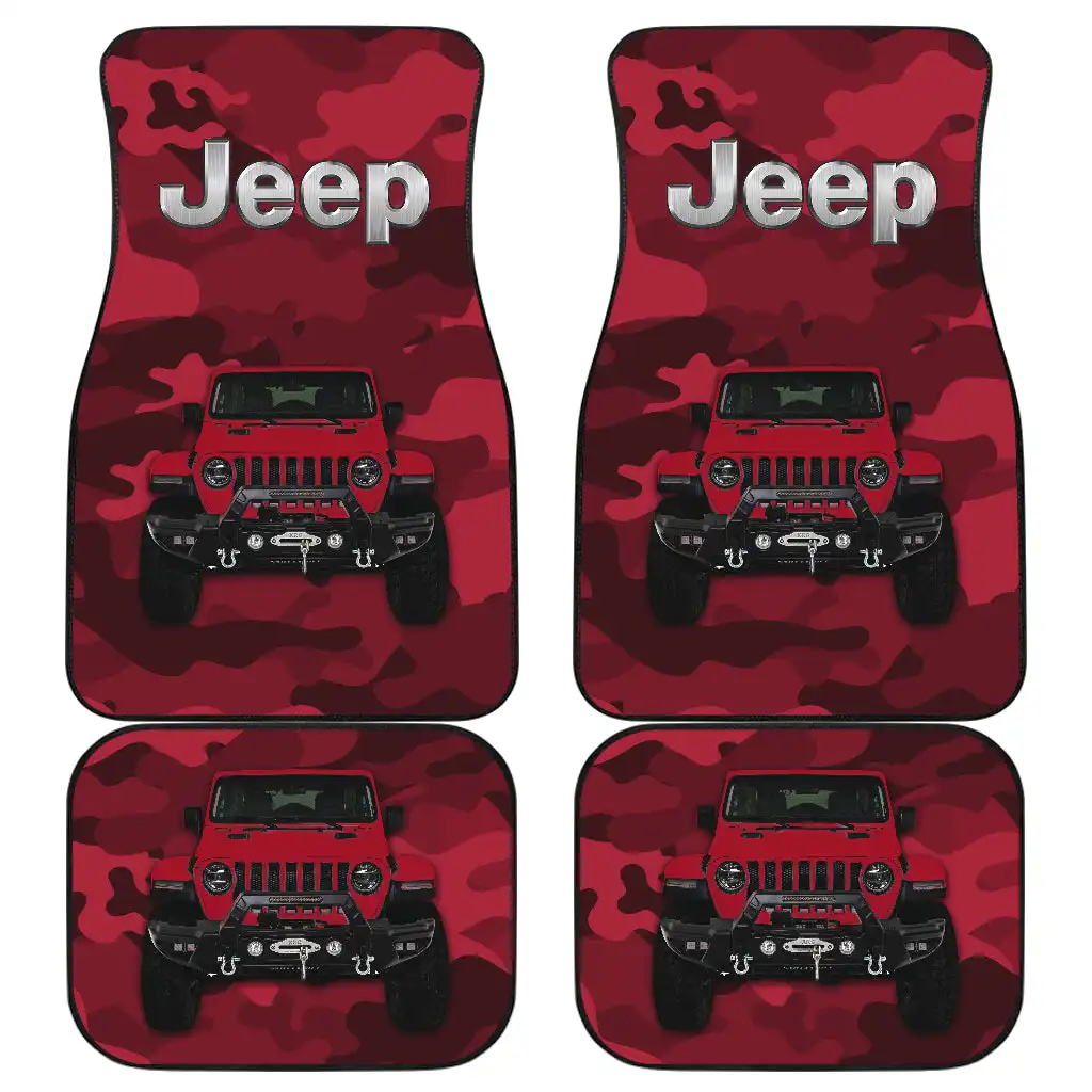 Red Jeep Camouflage Car Floor Mats