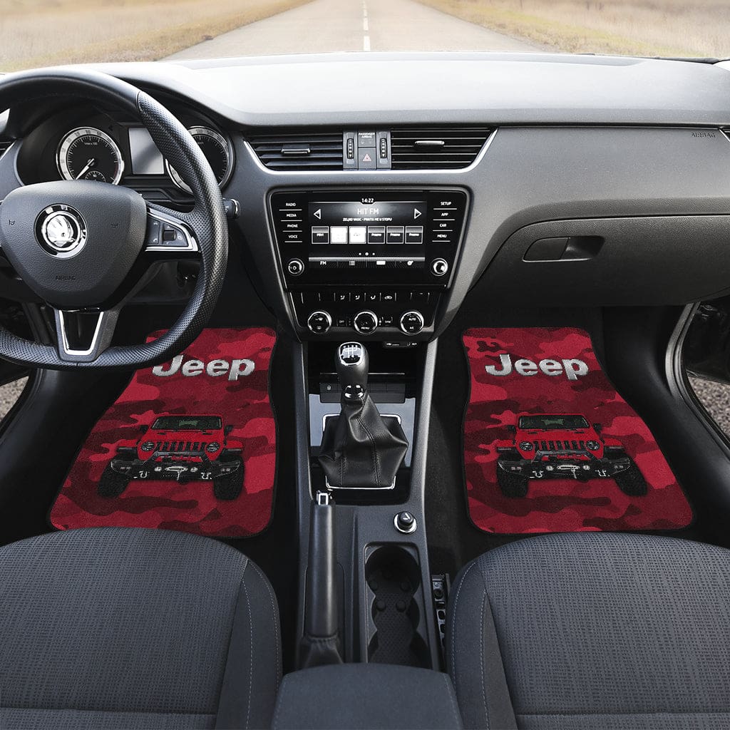 Inktee Store - Red Jeep Camouflage Car Floor Mats Image