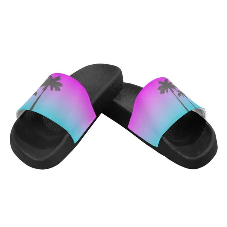 Inktee Store - Retro Pastel Palms Slide Sandals Image