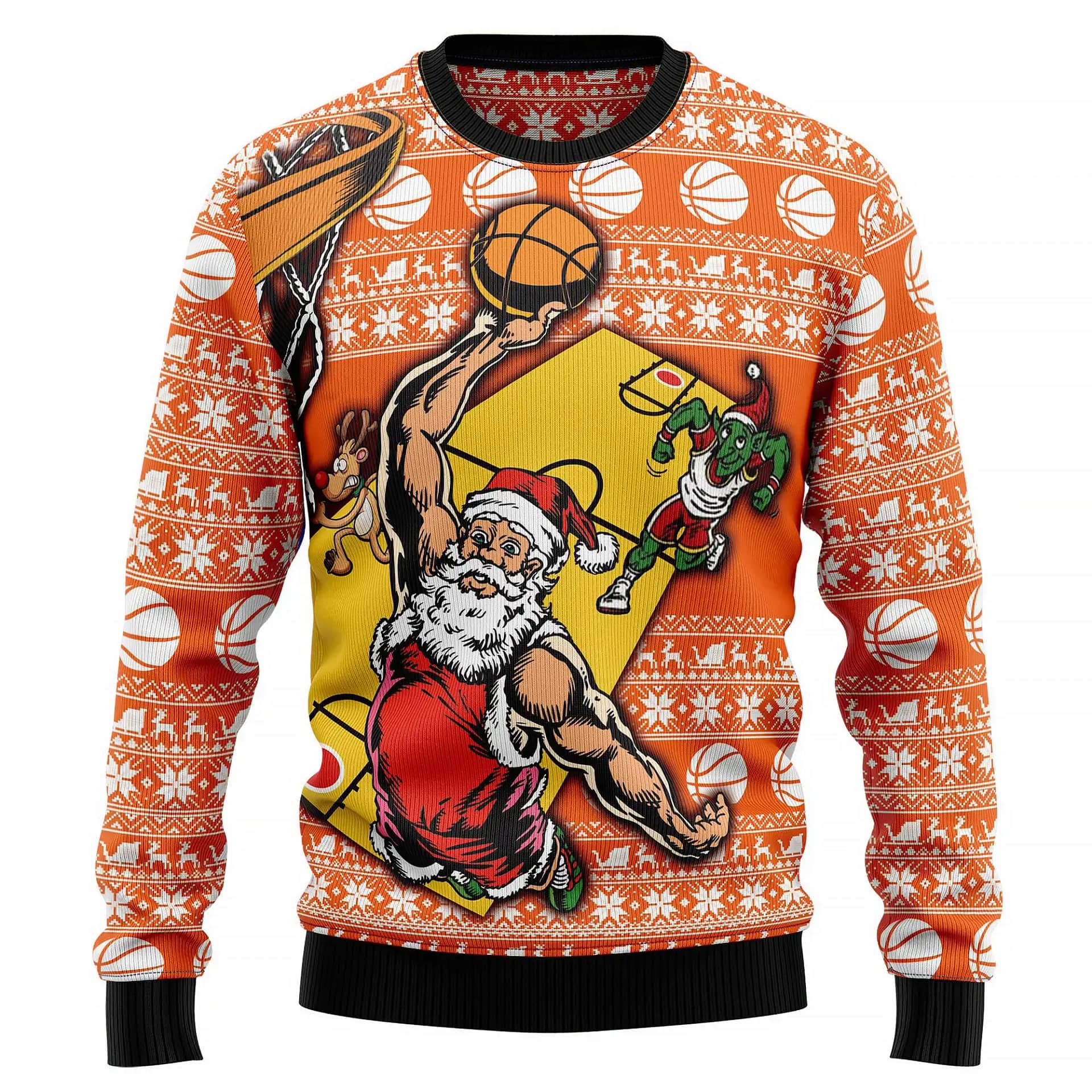 Santa Basketball Knitted Xmas Best Holiday Gifts Ugly Sweater