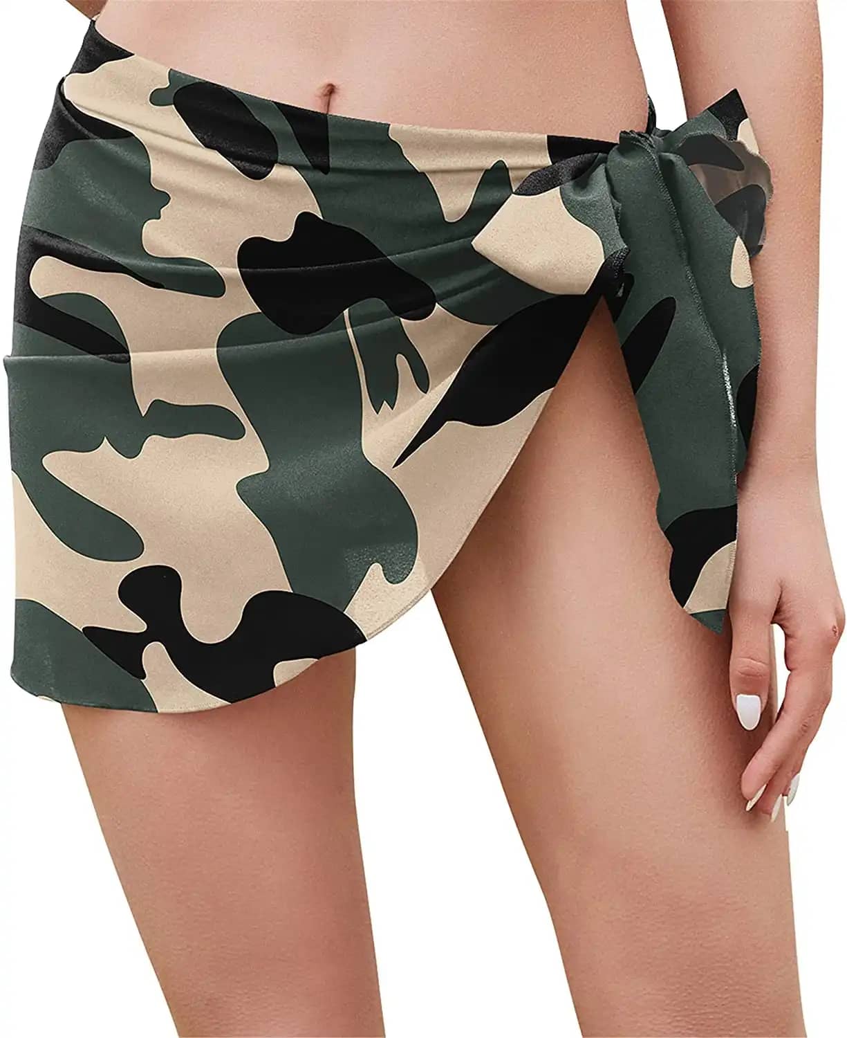 Sexy Chiffon Swimwear Cover Ups Camo Army Green Beach Wrap