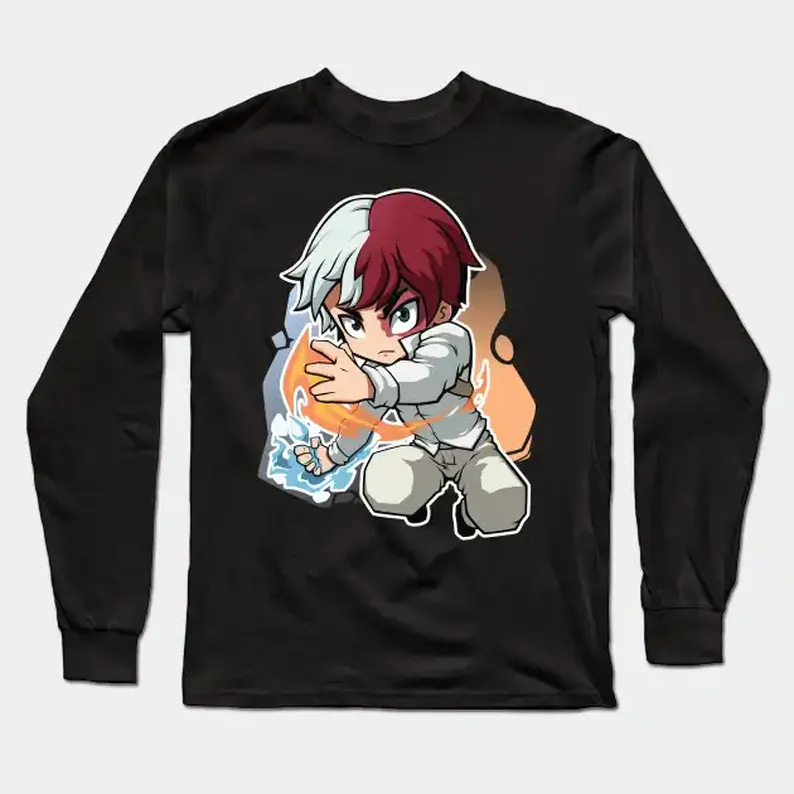 Shouto Todoroki Chibi Gift Idea For Fans Anime My Hero Academia Long Sleeve T-Shirt