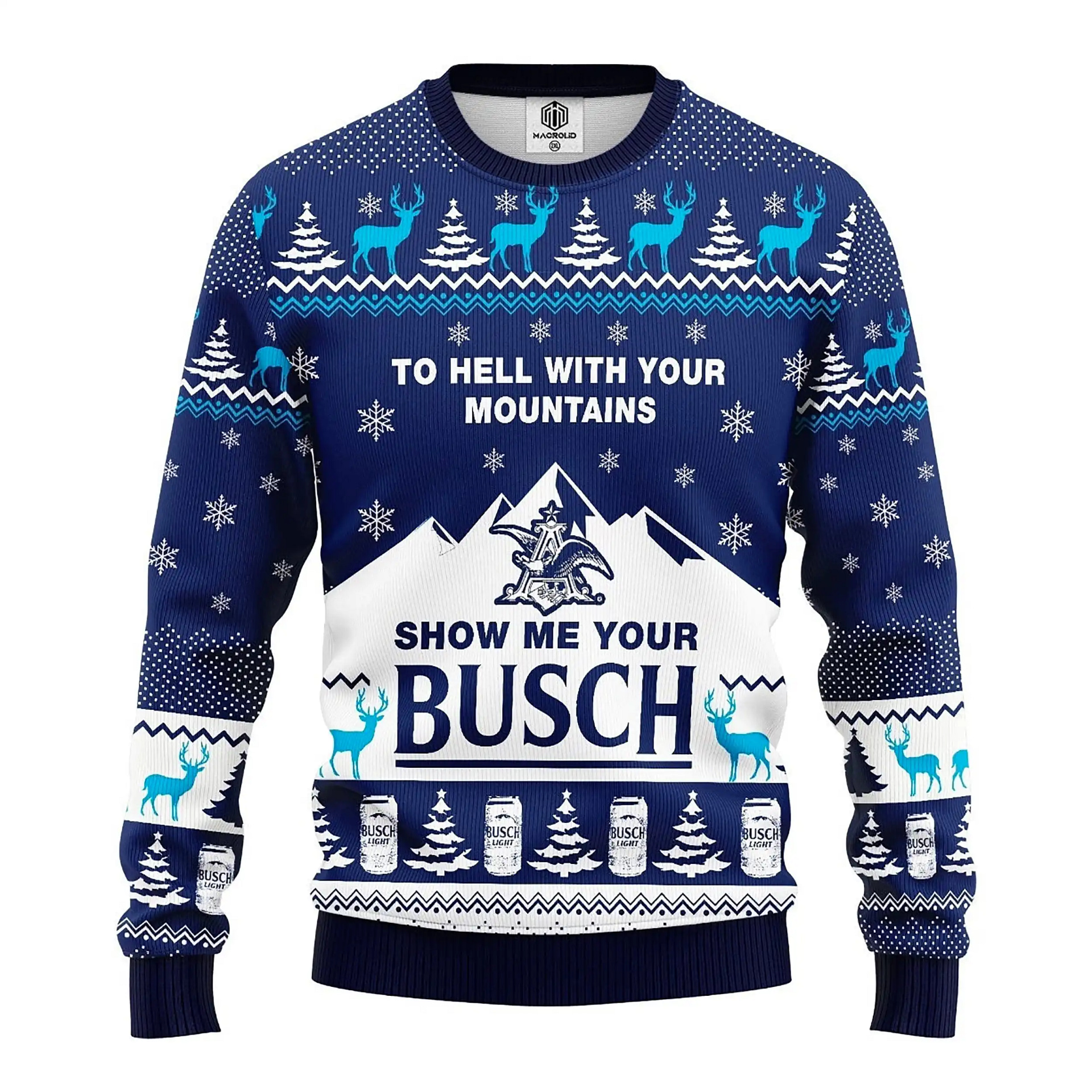 Show Me Your Busch Beer Knitted Xmas Best Holiday Gifts Ugly Sweater
