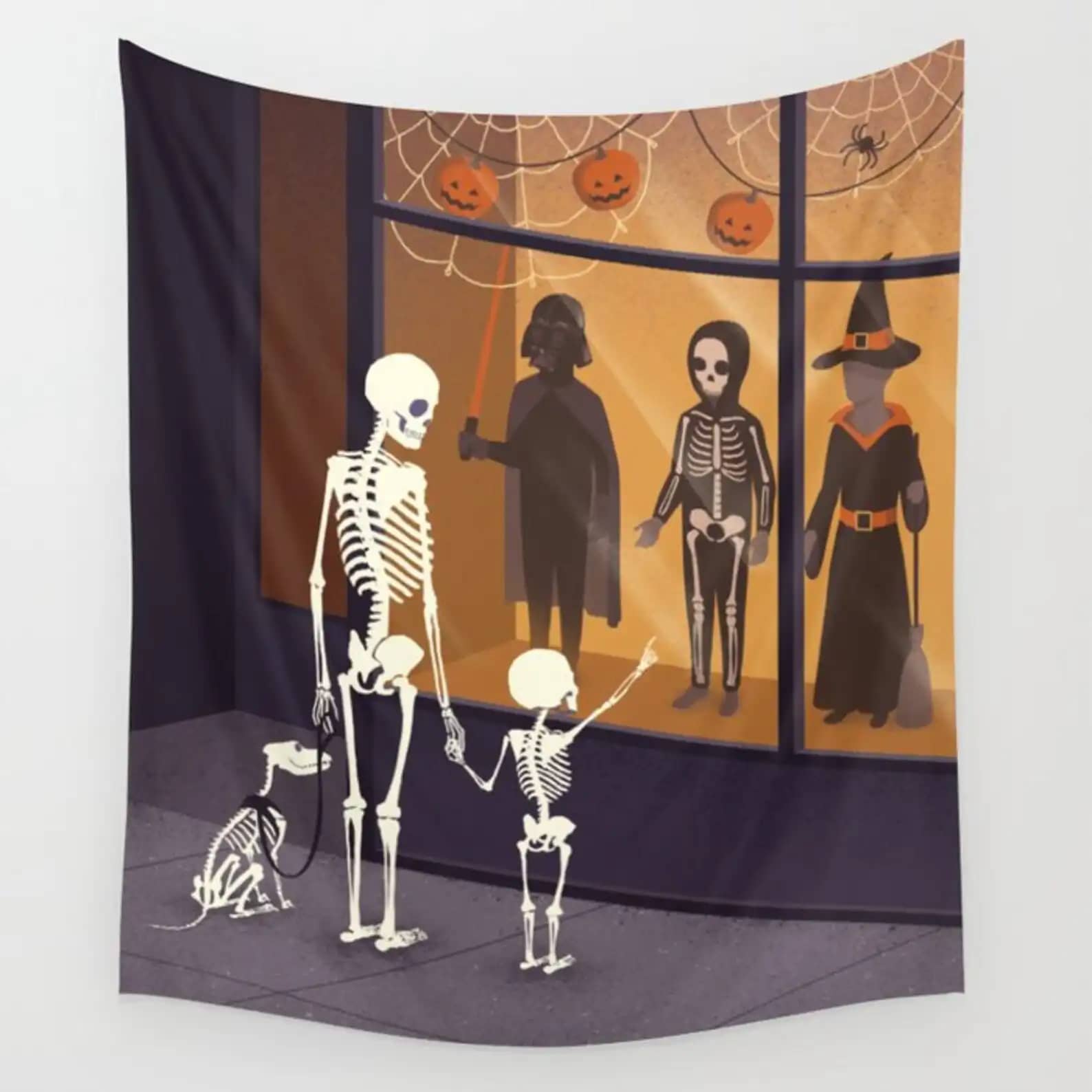 Skeleton Family Wall Art Decor Halloween Gifts Tapestry