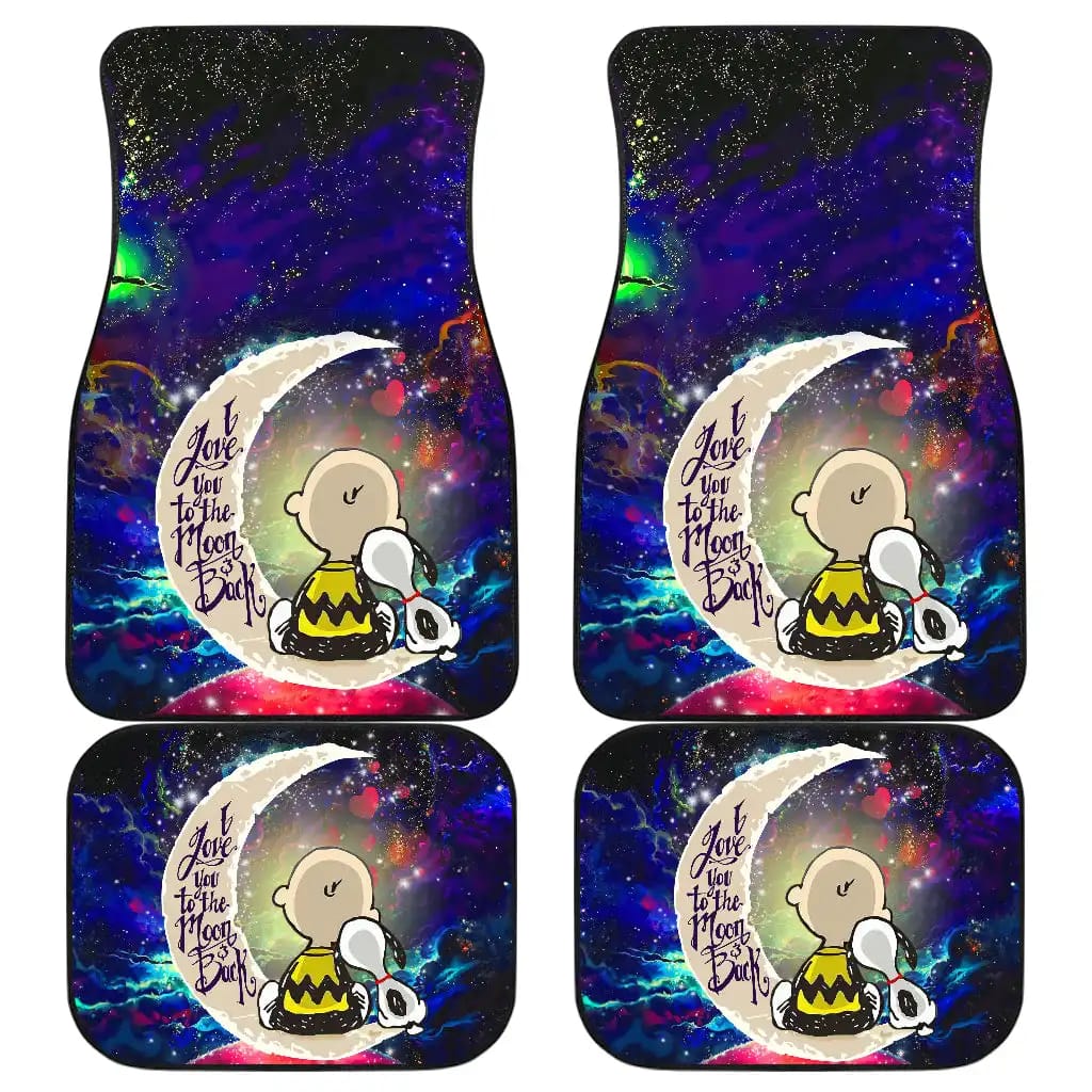 Snoopy Charlie Love You To The Moon Galaxy Car Floor Mats