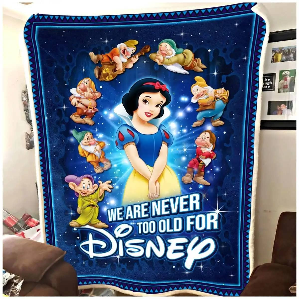 Snow White And Seven Dwarfs Disney Inspired Soft Cozy Comfy Bedroom Livingroom Office Home Decoration Fleece Blanket