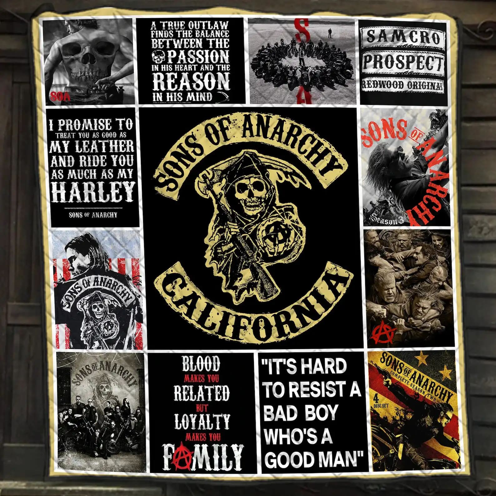 Sons Of Anarchy California Characters Blanket Blood Makes You Related Loyalty Makes You Family Gift For Lovers Quilt